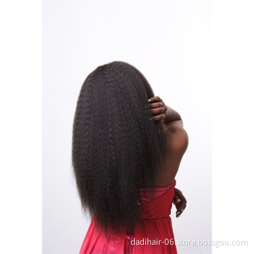 Hot sale virgin kinky straight hair wig weft weave